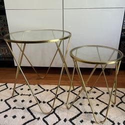 Gold Glass Matching Side Tables