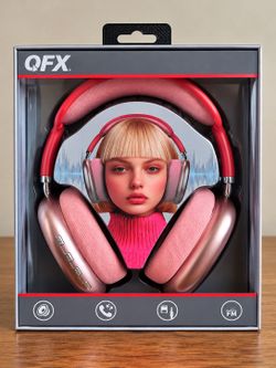 NEW QFX HP-E160 Bluetooth 5.3 Wireless Headphones – Metallic Pink