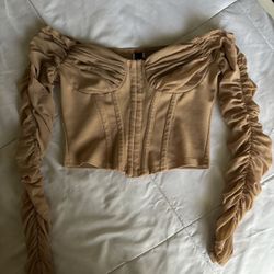 windsor brown long sleeve corset top size xs/s