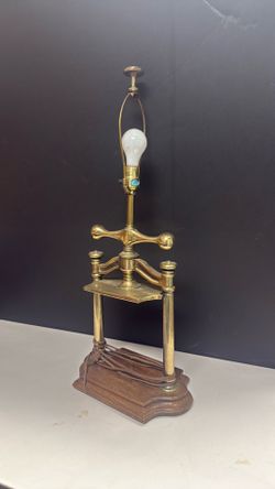 Vintage Knob Creek Brass Fireplace Bellows Table Lamp