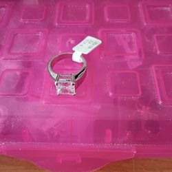 Crystal ring silver plated