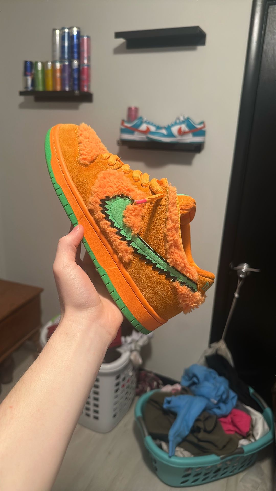 orange/green grateful dead dunks