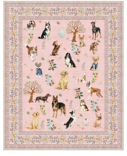 Pink Dog Breed Area Rug 4 x 6