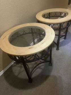 Wrought iron n glass tables