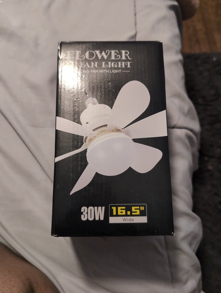 LED Ceiling Fan Light with Remote – 3 Speed, Super Quiet, E27 – New in Box
