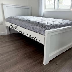 White Twin Bed With Mattress 