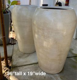 Mexican Large Cream Ceramic Outdoor Planters – Set of 4