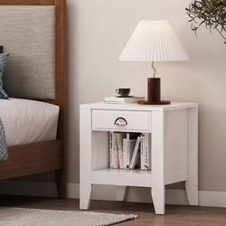 set of 2 🤍 Modern White Nightstand / Bedside Table with Drawer