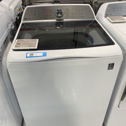 GE Profile White 5.0 Cu. Ft. Washer With Smart Wash Technology And FlexDispense 