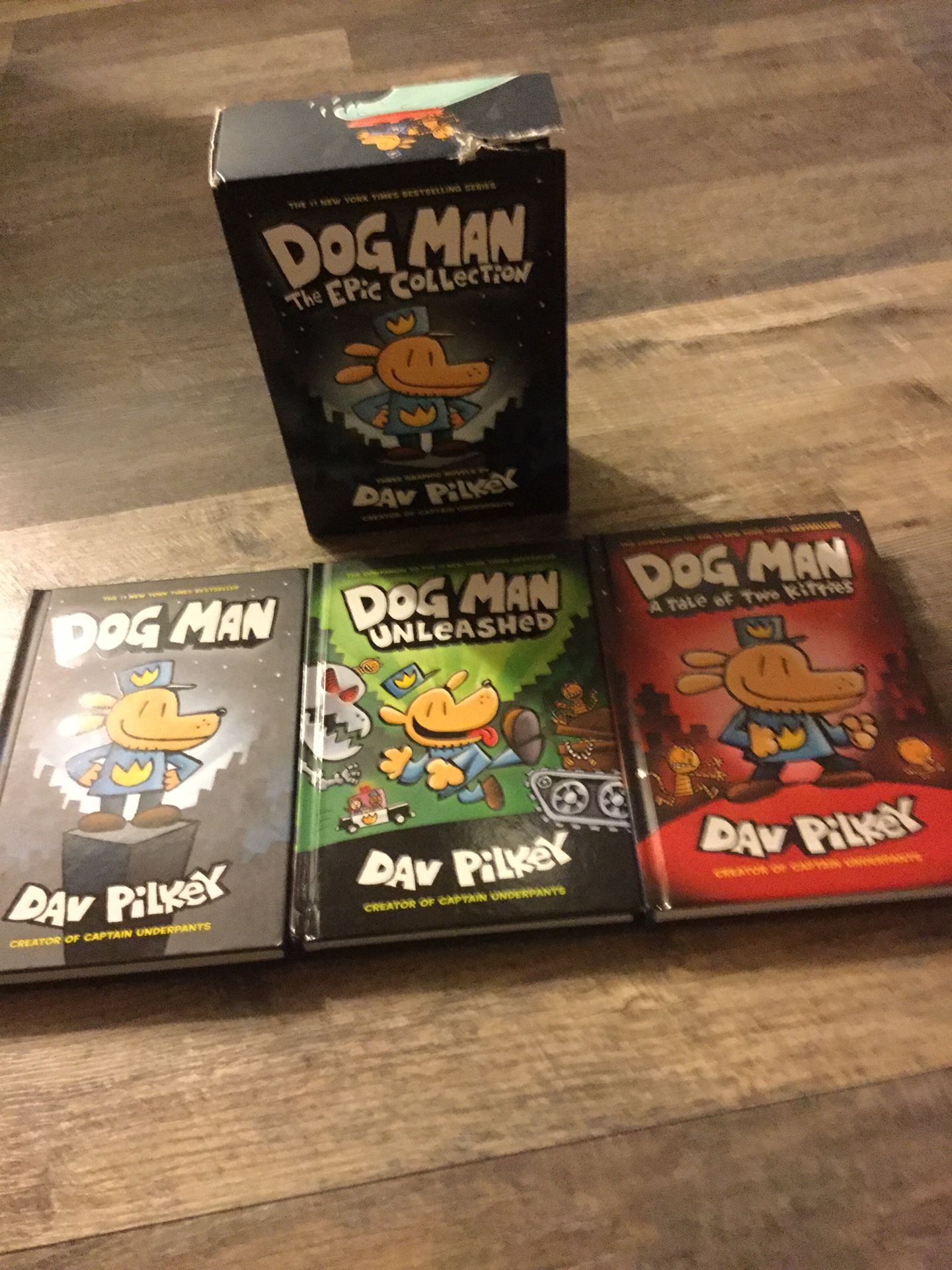 3 Dog man books by Dav Pilkey