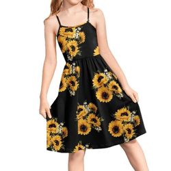 New Sz 6 120 48-58 Lbs Girls Black Yellow Dress