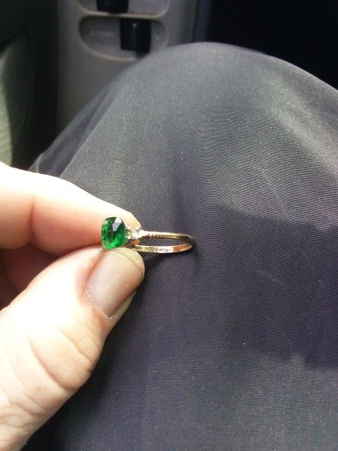 10k Ring  Green Ruby