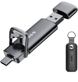 SSK 256 GB External USB C SSD Flash Drive Up to 550MB/s 2-in-1 Type C+ USB A USB3.2 Gen2 Solid State Thumb Drive, Memory Stick Data Storage for iPhone