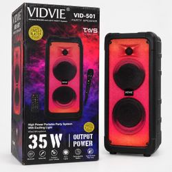 VIDVIE VID-501 Party Speaker with Lights and Wired Microphone