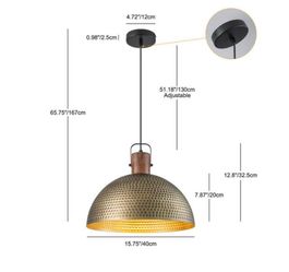 Champagne ColorPendant Light with Large Hammered Dome Shade and Champagne Interior for Kitchen Island, Dining Room