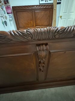 Queen wooden rustic vintage bed frame
