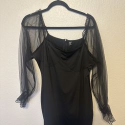 Black Dress With Sleeve Detail 