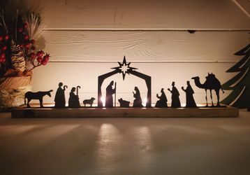 Christmas Decor Simple Minimal Metal Nativity