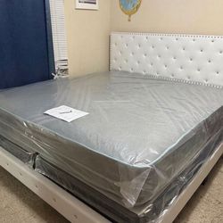 New king size bed frame + king size mattress +box spring + delivery