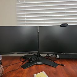 Duel 24 inches Asus monitors on a Planar stand