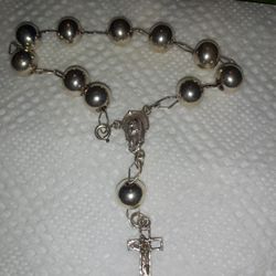 New.925.Silver. Rosary Bracelet 