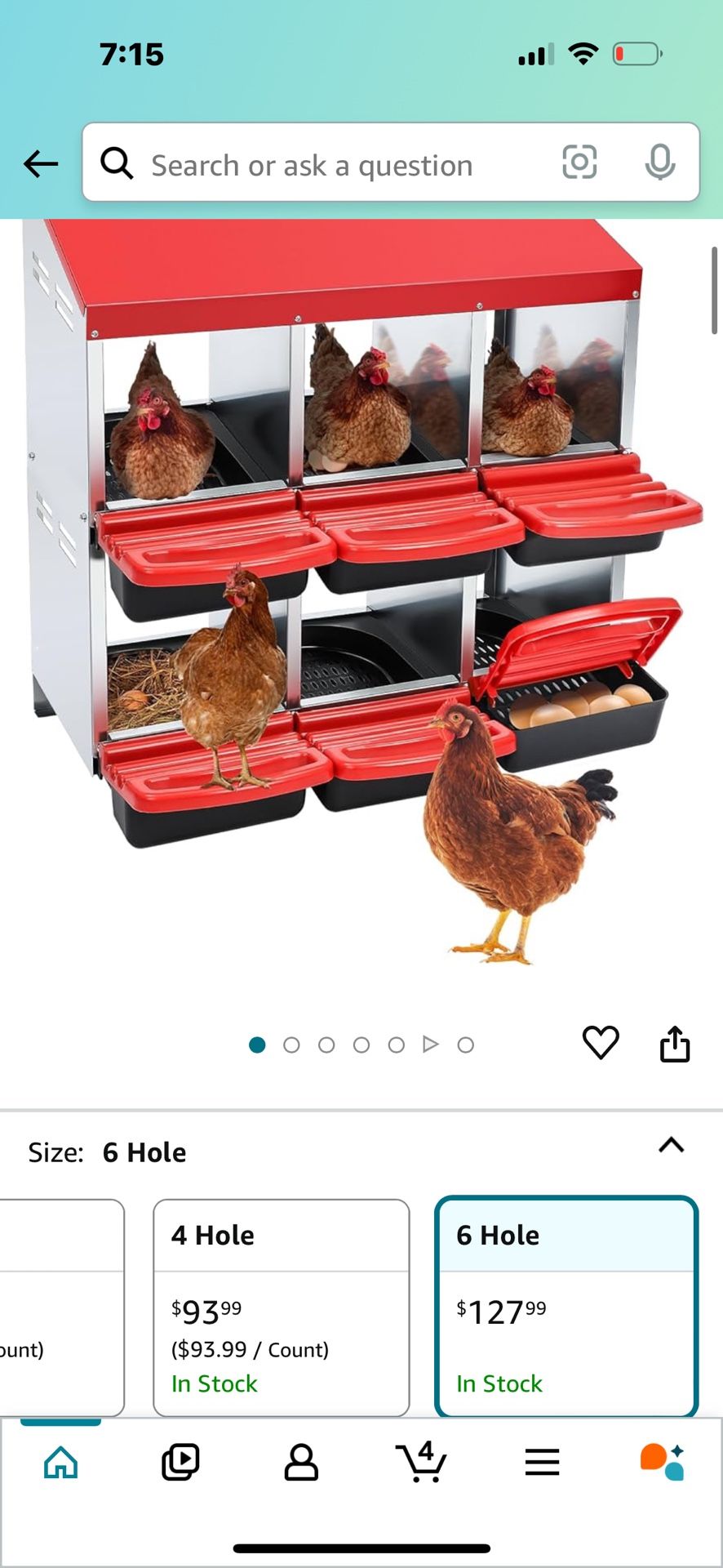 6 hole Chicken Egg Laying/nesting Box