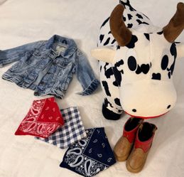 12-18M Cowboy Toddler Bundle – OshKosh Denim Jacket, Cowboy Boots & Bouncy Cow