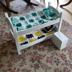 Doll White Wooden Bunk or twin Beds With Dresser Draws