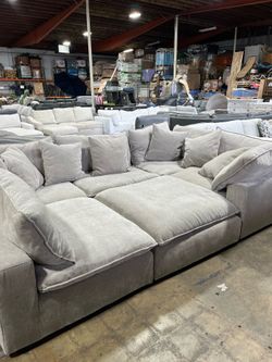Sereen Fabric Modular sectional in taupe and in cream colors