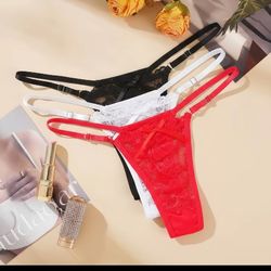3 pack Sexy Women Lace Thong G-string Panties Lingerie Underwear Crotchles T-back