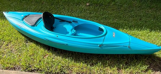 Blue Lifetime Payette 116in Kayak w/ slalom ski, tow handles, life jacket, and tow ropes.