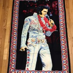 Vintage Elvis Presley Hanging Wall Tapestry Aloha From Hawaii Atc New York Made In Turkey R.N 22580