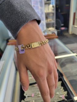 Income Tax Special 10k Yellow Gold Chino Link Greek Border Solid Lock And Bracelet 7MM 8" 10k Oro Amarillo Pulsera Solida 😍😍