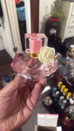 Pink Perfume Bottle with Rose Detail