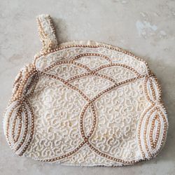 All Beige Beads Vintage Purse