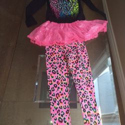 New W Tags Lisa Frank Fans? Pink Lime Leopard Tutu Tunic And Leggings Set Size 12,14,16,18 ,20