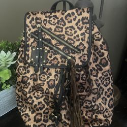 Upcycled Leopard Backpack