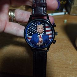 Donald Trump Watch Brown Leather Band With Free Mask