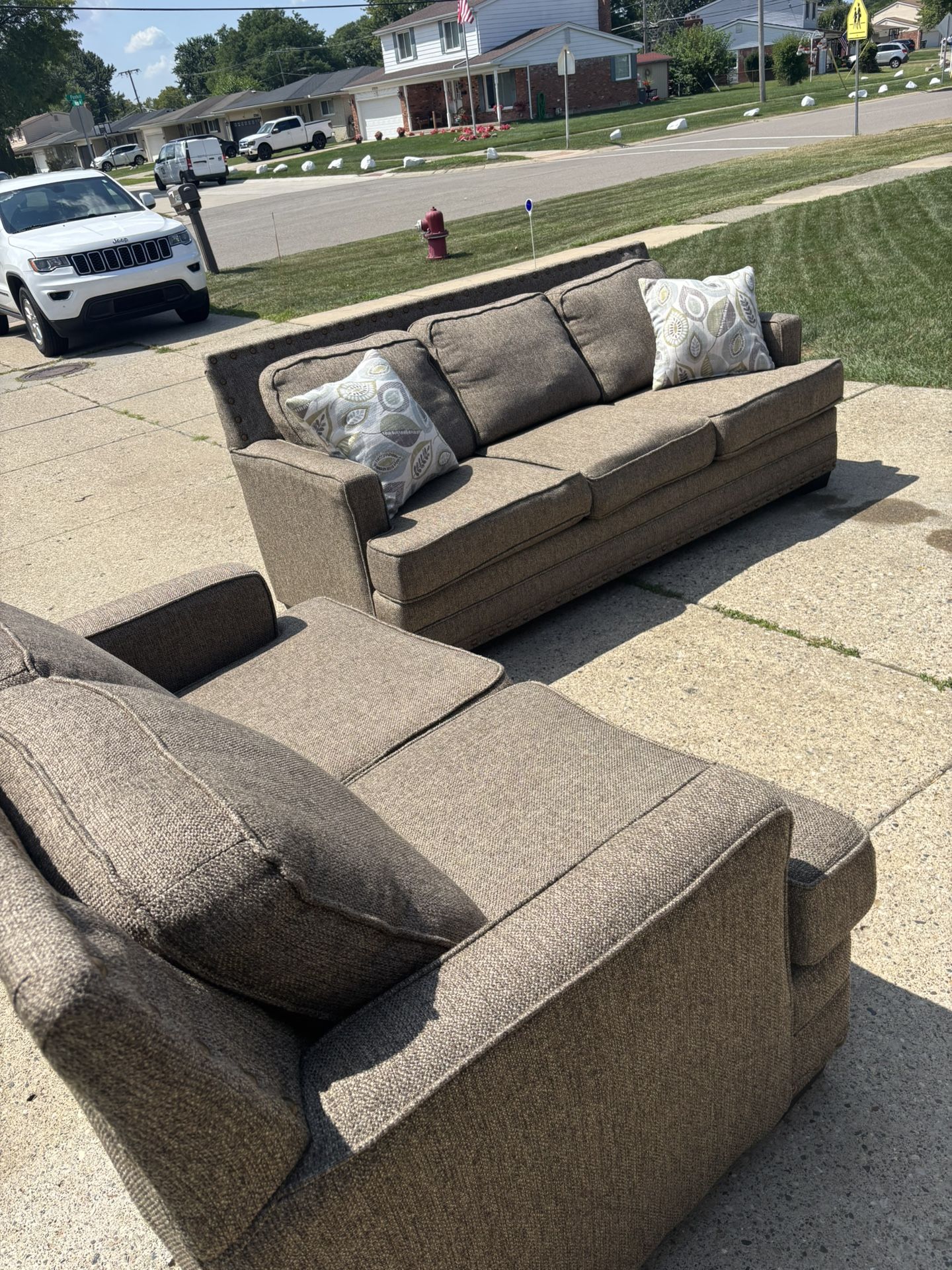 Beautiful Dark Gray Couch & Love Seat (Free Delivery)