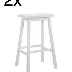 Set of 2 - Acme 29" height solid wood bar stools barstools - white - NEW