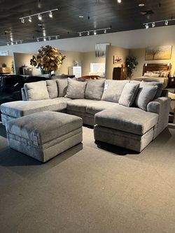 Light Grey 2pc Double Chaise Sectional Couch
