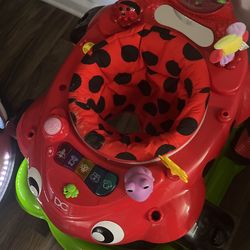 Red Lady BugDelta Children Lil Play Station 4-in-1 Activity Walker - Rocker, Activity Center, Bouncer