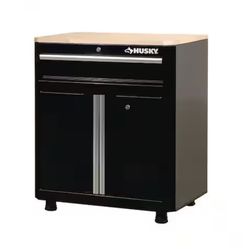 Ready-to-Assemble 24-Gauge Steel 1-Drawer 2-Door Garage Base Cabinet in Black (28 in. W x 32.8 in. H x 18.3 in. D)