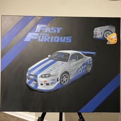 Fast & Furious Nissan gt-r  Acrylic Painting