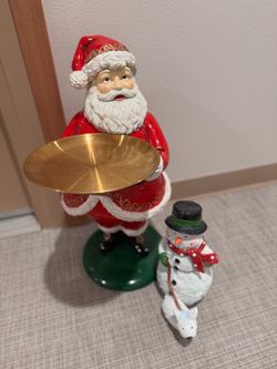 Santa Claus Figurine with Gold Tray