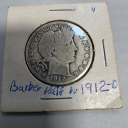 1912-D Barber Half Dollar Silver Coin