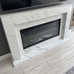 60 Inch Electric Fireplace with Mantel, Replaceable 42