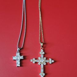 Cross with Rhinestones, you get both, 1 silver & 1 gold