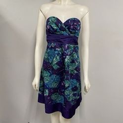 Anthropologie Moulinette Soeurs Women’s Dress Size 4 Purple Teal Strapless