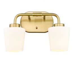 Brushed Gold Bathroom Vanity Light, Farmhouse Brass Sconces Wall Lighting with Milk White Glass, Champagne Bronze Light Fixture Over Mirror, AD-22004-